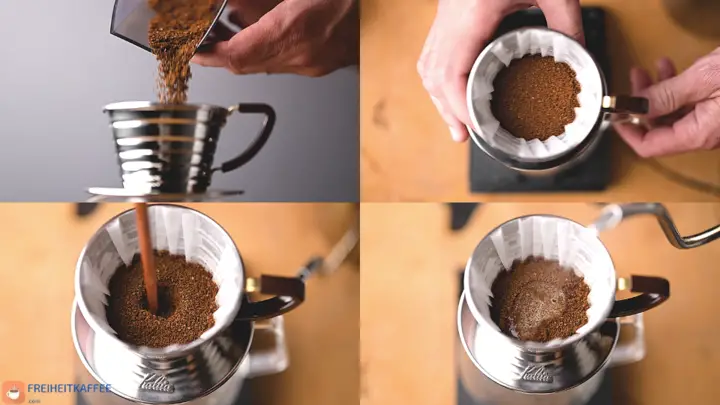 Wie man den Kaffee in die Kalita Wave Kaffeemaschine gibt